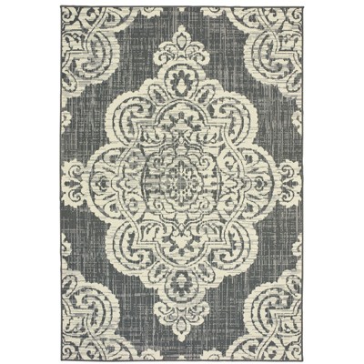 Oriental Weavers Marina 5929E Grey/ Ivory Indoor/Outdoor Area Rug - 1'9" x 3'9"