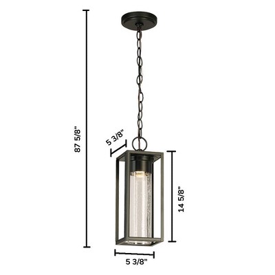 Matte Black Mini LED Outdoor Pendant with Clear Seedy Glass