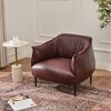 KINWELL 33" Wide Faux Vegan Leather Upholstery Barrel Chair with Metal Legs - 2 of 4