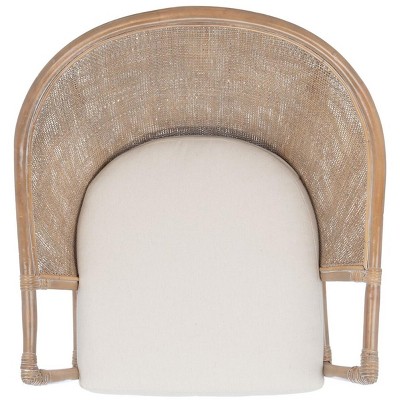 Gray Rattan Accent Chair with White Cushion
