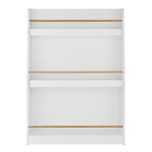 Danya B Steiner White 3-Tier Kids Book or Magazine Storage Freestanding Bookcase with Contrasting Wood-Toned Rods - 1 of 4