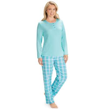 Collections Etc Fleece Pajama Set With Plaid Pants Medium Blue Lounge Set :  Target