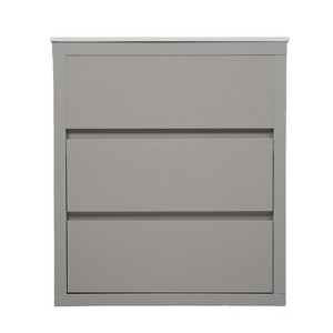 Vynxaria 30 Inch Matte Gray Handle-Free Bathroom Vanity with Ceramic Sink One Complete Unit Dual Full Extension Soft Close Drawers 45 Degree Beveled - 1 of 4
