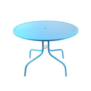 Northlight 39.25-Inch Outdoor Retro Metal Tulip Dining Table, Sky Blue