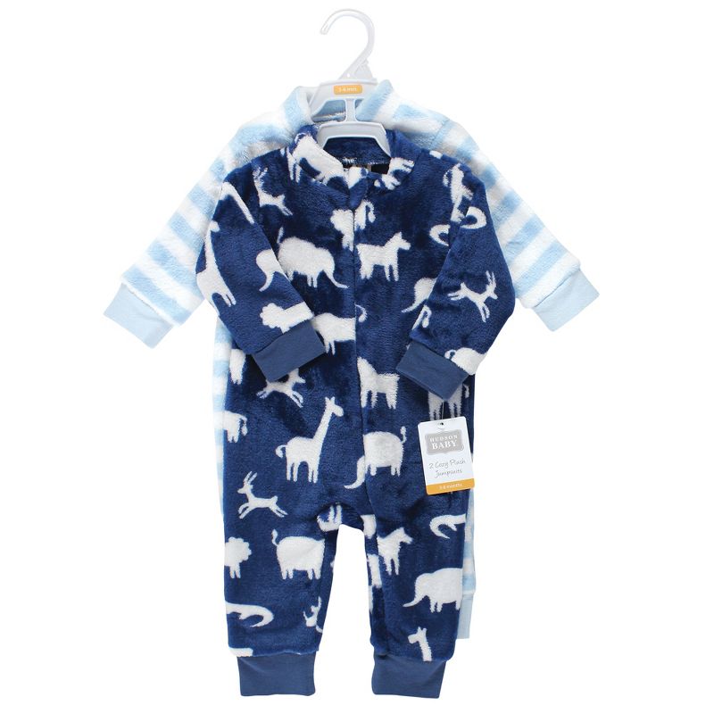 Hudson Baby Infant Boy Plush Jumpsuits, Safari Silhouette, 2 of 5