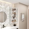 41.34 In. Glass Door Wall Mounted Corner Cabinet with Featuring Four-tier Storage for Bedroom, Living Room, Bathroom, Kitchen, White - 3 of 4