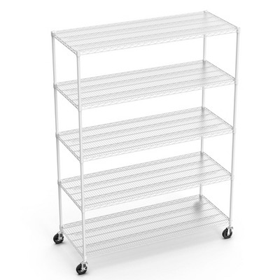 NicBex 82.00" 5-Tier Bookshelf with Wheels & Shelf Liners Bookcases for Living Room Home Office
