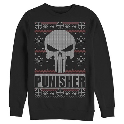 Men s Marvel Ugly Christmas Punisher Logo Sweatshirt Target