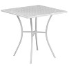 Flash Furniture Oia Commercial Grade 28" Square White Indoor-Outdoor Steel Patio Table Set with 2 Round Back Chairs - 3 of 4