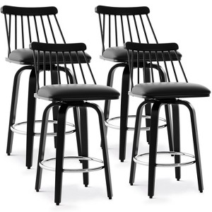 Bekrvio 26" Swivel Bar Stools Set of 1/2/3/4–Faux Leather Counter Stool with Spindle Back, Solid Wood Legs, Wooden Barstools for Kitchen Island - 1 of 4