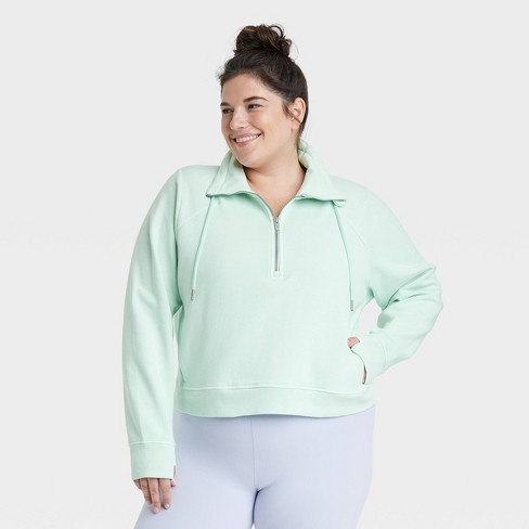 Women's Fleece Half Zip Pullover - All In Motion™ Mint 3x : Target