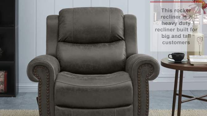 ProLounger Kyle Extra Large Rocker Recliner Brown, 2 of 13, play video