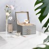 Glass Lid Jewelry Box, 4-Layer Organizer with 3 Drawers for Big and Small Jewelry, Modern Style, 8 x 9.1 x 6.5 Inches - 4 of 4