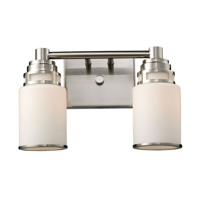 Bryant Satin Nickel 2-Light Vanity with Glass Shade