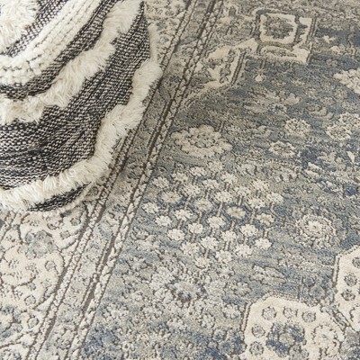 Elysian Grey/Ivory Hand-Knotted Round Synthetic Area Rug