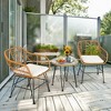 Dsvimoy Accent Chair Rattan Furniture Set of 3 Cushioned Chairs and Table for Patio or Balcony, White, 60"*40"*30" - 2 of 4
