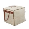 Rustic Leather and Canvas Foot Stool Ottoman - Olivia & May - image 4 of 4