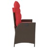 vidaXL Reclining Patio Bench with Cushions - Brown Poly Rattan, Adjustable Backrest, Powder-Coated Steel Frame, Outdoor Garden Furniture - 4 of 4