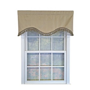 RLF Home 100% Cotton Diamonds Cornice  Fully lined Windows Rod Pocket Valance 50" x 17"  Green - 1 of 4