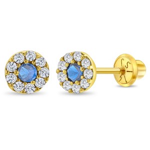 Girls' Round Cubic Zirconia Burst Screw Back 14k Gold Earrings - In Season Jewelry - 1 of 4