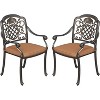 2 Piece Patio Dining Chairs with Cushions, Outdoor All-Weather Cast Aluminum Chairs, Patio Bistro Dining Chair Set of 2 for Garden Deck Backyard - 2 of 4