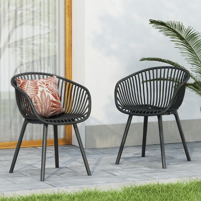 Coolbibila-Patio Chair Set Of 2, Patio Dining Chairs Made Of High-Quality Plastic/Resin Material, Arm Chairs For Outdoor With Modern Design