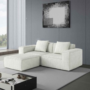 2-Seat Combination Modular Sofa, Oversized Sofa with 1 Ottoman, Flexible Configuration Sofa with Corduroy Fabric and Foam Filling-Baofuwish - 1 of 4