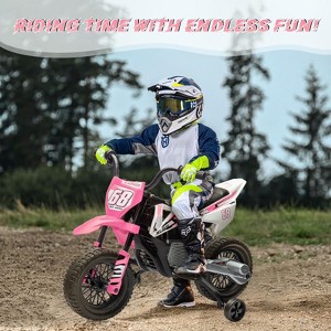 12V Kids Motorcycle, Electric Motorcycle for Kids with Safety Assist Wheels, Bluetooth Music, Spring Suspension,Twist Grip Throttle, Max Speed 3 Mph - 1 of 4