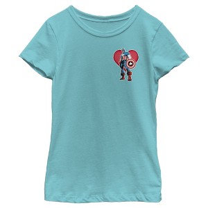 Girl's Marvel Captain America Small Heart Portrait T-Shirt - 1 of 4