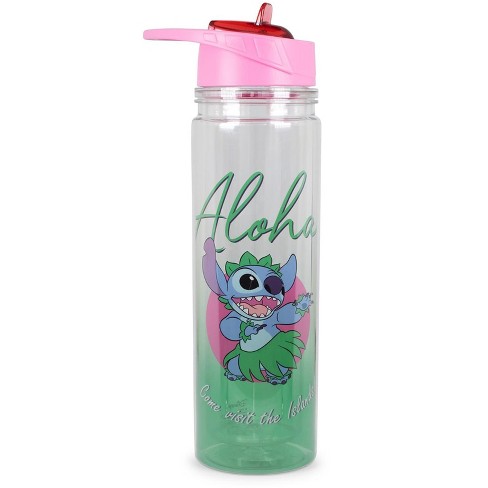 Stitch Flip Top Drink Bottle with Straw