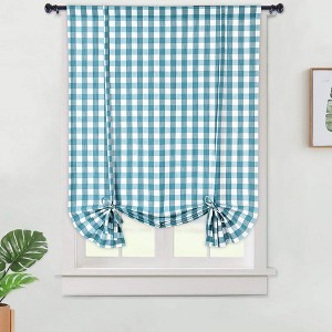 Tie Up Curtains Buffalo Plaid Rod Pocket Tie Up Shades - 1 of 4