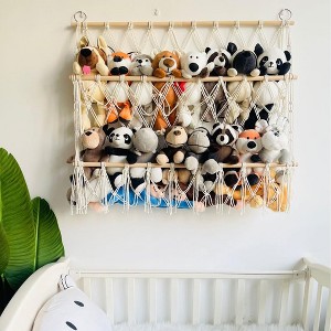 TROPOW Stuffed Animal Toy Holder, 3-Layer Versatile Plush Toy Holder, Bohemian Style Vertical Toy Storage Organizer Nursery, Stable Plush Toy Holder - 1 of 4