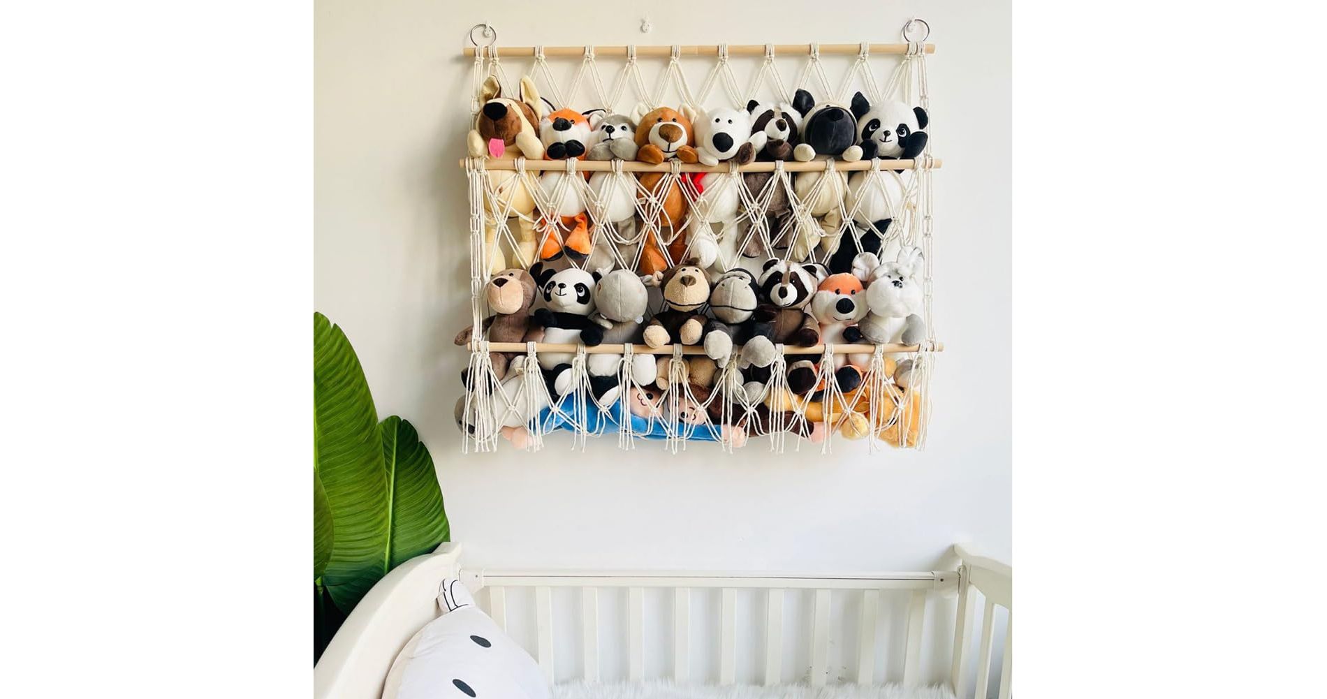 TROPOW Stuffed Animal Toy Holder, 3-Layer Versatile Plush Toy Holder, Bohemian Style Vertical Toy Storage Organizer Nursery, Stable Plush Toy Holder