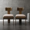 Set of 2 Modern Upholstered Armless Dining Chairs with Fabric Seat and Brown Wood Legs,Mid-Century Accent Side Chairs-The Pop Home - 2 of 4