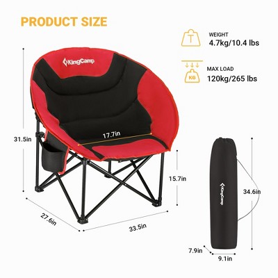 KingCamp Oversized Black and Red Folding Saucer Camping Chair