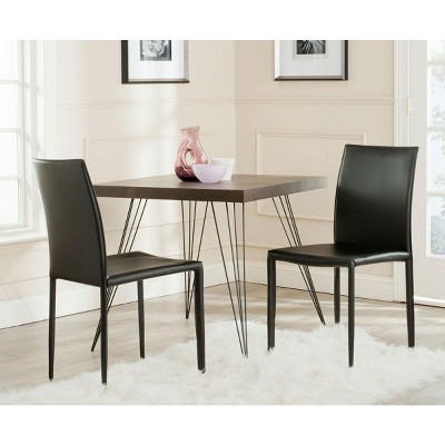 Karna Black Leather Upholstered Dining Side Chair Set