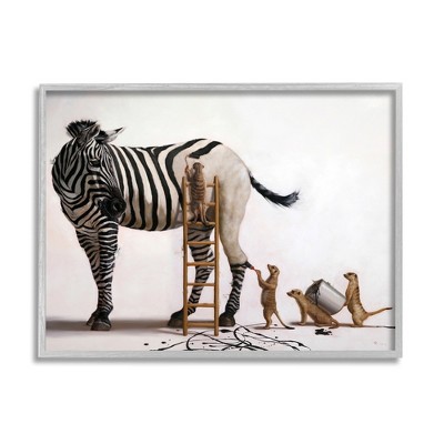 Stupell Industries Meerkats Painting Zebra Stripes Framed Giclee