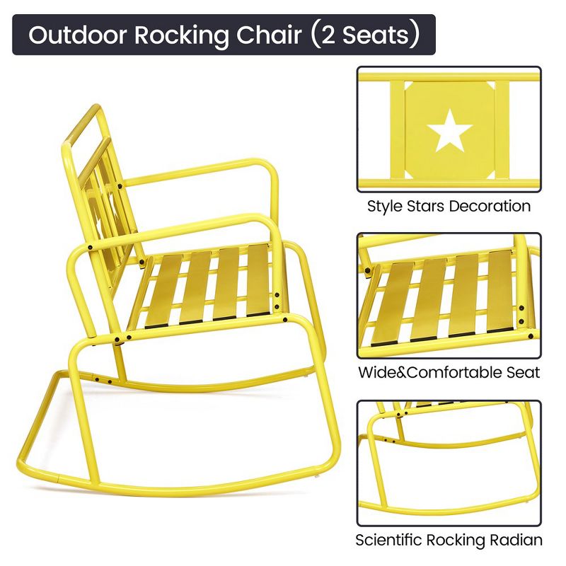 Whizmax Outdoor Rocking Chair - 2-Person Capacity, Star Design, Wide Seats, Comfortable Rocker for Patio, Garden, Porch, Sturdy & Durable, 4 of 9