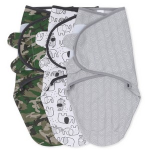 The Peanutshell Camo Elephant  Swaddle Wrap for Newborn, Infant - 3-Pack - 1 of 4