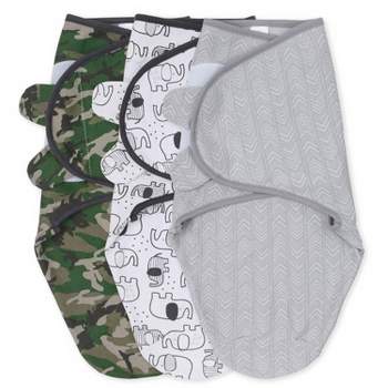 The Peanutshell Camo Elephant  Swaddle Wrap for Newborn, Infant - 3-Pack