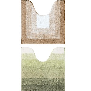 Unique Bargains Non-Slip Absorbent Soft Plush Shaggy Bath Mats 2 Pcs - 1 of 4