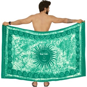 LA LEELA Men's Sarong Beach Cover-Up Beachwear Wraps One Size Sun Green - 1 of 4
