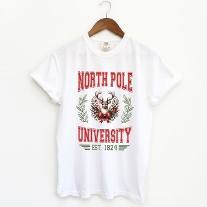 Simply Sage Market Women's North Pole University Coquette Short Sleeve Garment Dyed Tee - 1 of 4