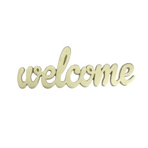 Roman 9" Elegant Indoor Shimmering Gold Tone Cursive "Welcome" Cut-Out Decoration - 1 of 2