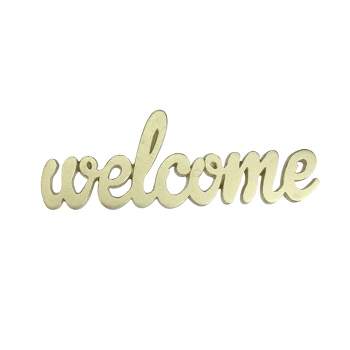 Roman 9" Elegant Indoor Shimmering Gold Tone Cursive "Welcome" Cut-Out Decoration