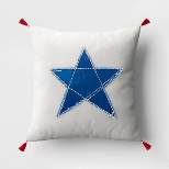 Applique Star with Corner Tassels Square Throw Pillow Ivory/Blue - Threshold™