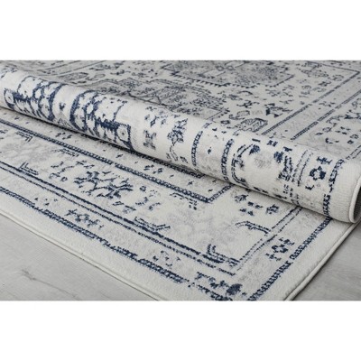 Glacial Sundara Blue and White Floral Synthetic 5' x 7' Area Rug