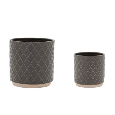 Ceramic Diamond Pattern Planter (Set of 2)