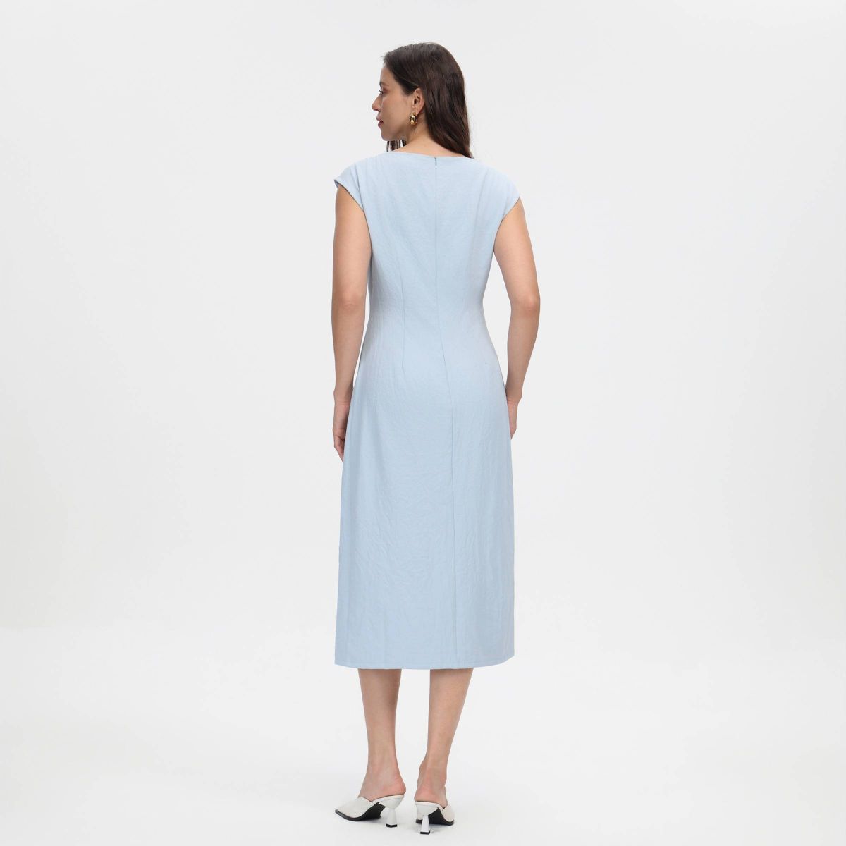 Women's Cap Sleeve Shirring Midi Wrap Dress - A New Day™ - thumbnail 10
