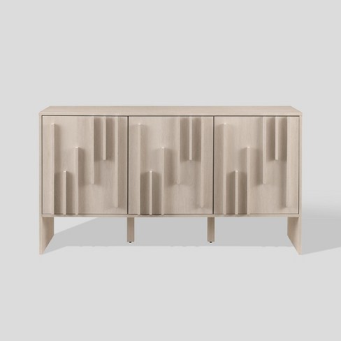 Modern Staggered Vertical Accent 3 Door Sideboard - Saracina Home - image 1 of 4